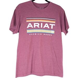 Ariat Logo T-Shirt Adult M Short Sleeve‎ Burgundy Heathered Western Cowboy Rodeo